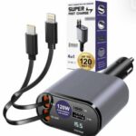 4 in 1 Car Charger 120W Retractable Adapter
