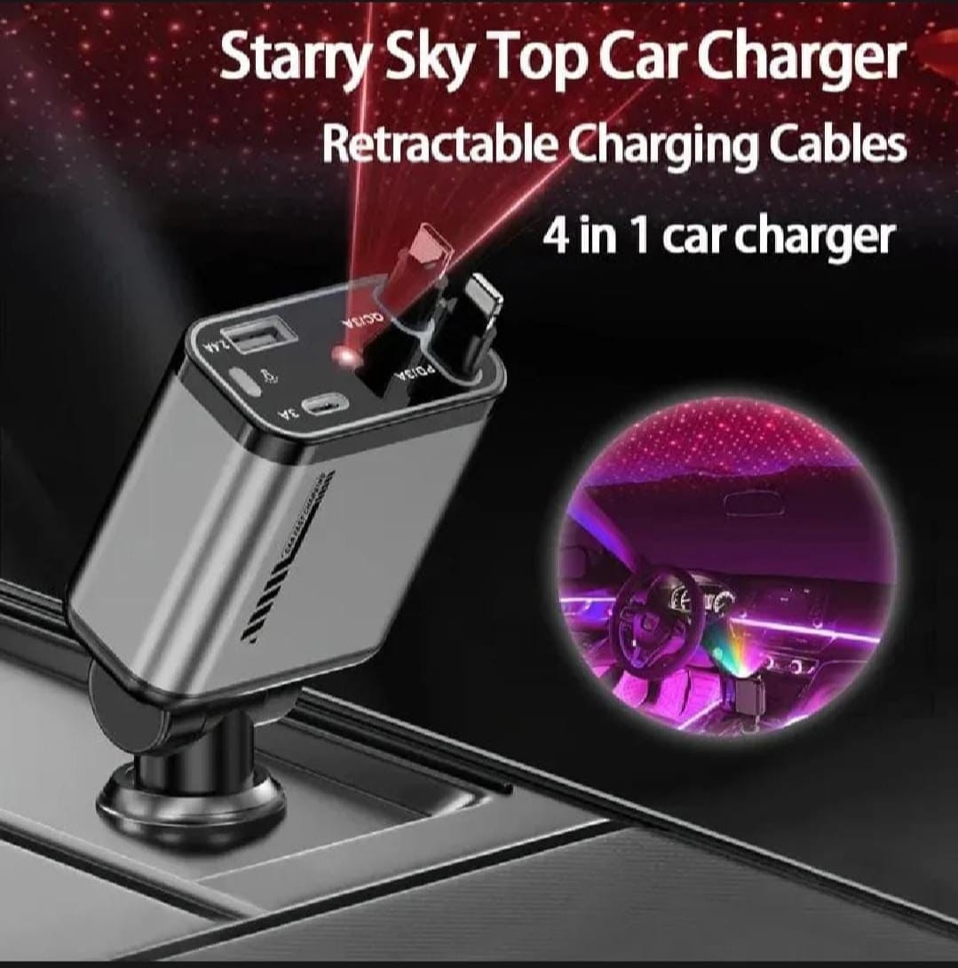 4-in-1 Car Charger with Star Light